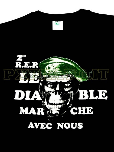 Maglietta Militare Legion Etrangere T-shirt Legione Straniera Francese Le Diable 2° R.E.P. Nera