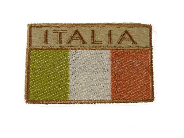 Patch Militare Bandiera Italiana Rettangolare Desert Ricamata con Velcro