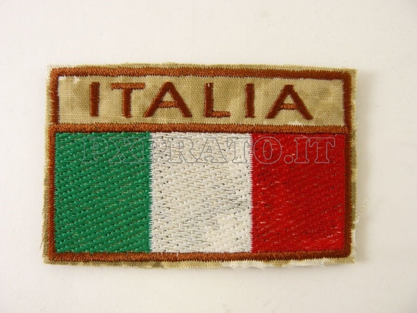 Patch Bandiera Mimetica Vegetata Desert Italiana Toppa Militare Rettangolare Ricamata con Velcro