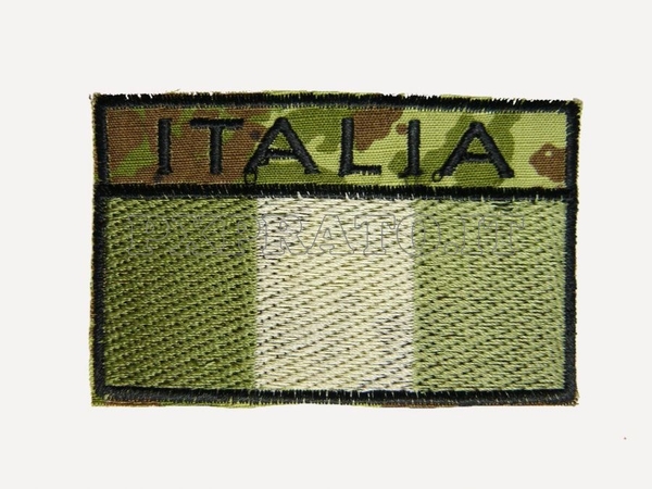 Patch Bandiera ITALIA Mimetica Vegetata Italiana Militare Rettangolare Toppa Ricamata Bassa Visibilita' con Velcro