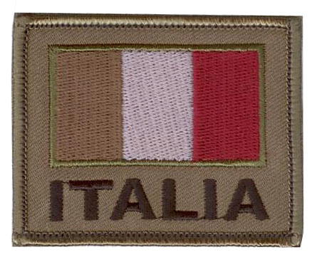 Toppa Militare Bandiera Italia Rettangolare Bassa Visibilità Cornice con Velcro  