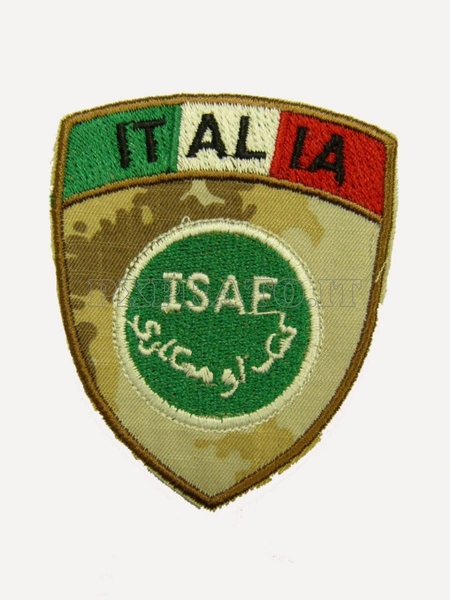 Toppa Scudetto Italia Bandiera Militare ISAF Afghanistan Missioni All'Estero Ricamata Vegetata Desert con Velcro