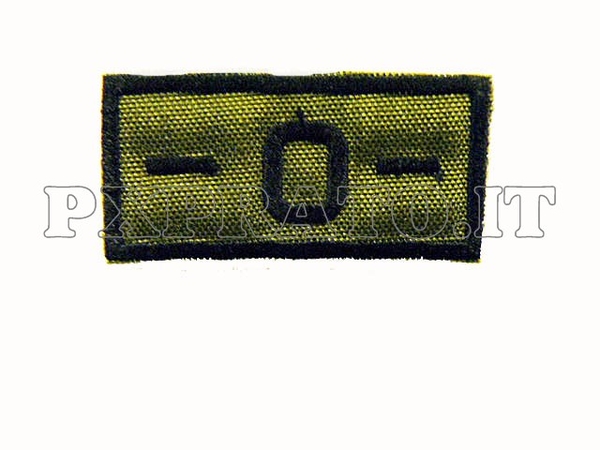 Patch Gruppo Sanguigno Militare 0 Negativo Verde Rettangolare Ricamata 5x2