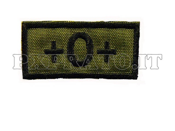 Patch Gruppo Sanguigno Militare 0 Positivo Verde Rettangolare Ricamata 5x2