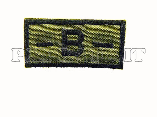 Patch Gruppo Sanguigno Militare B Negativo Verde Rettangolare Ricamata 5x2