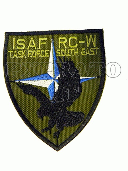 Patch ISAF Afghanistan RC-W Task Force South East Italia Missione Esercito Italiano Toppa Scudetto Militare Verde Ricamata  
