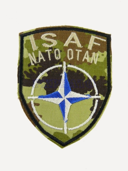ISAF NATO OTAN Afghanistan Patch Toppa Scudetto Militare Missione Forze Armate Italiane All'Estero Mimetica Vegetata Italiana con Velcro