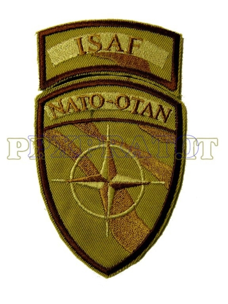 ISAF NATO-OTAN Afghanistan Patch Toppa Scudetto Militare Missione Forze Armate Italiane All'Estero Desert Velcro