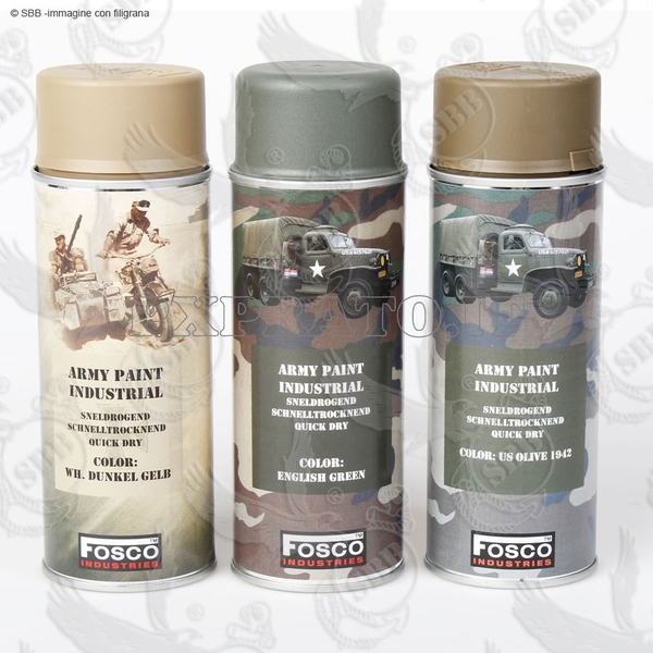 Vernice Militare Spray 400 ml Opaca Sabbia Deserto Tedesco WH Dunkel Gelb WWII per Armi Fucili Auto Mezzi Bomboletta FOSCO SBB