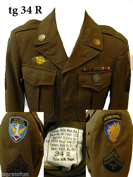 WWII Ike Jacket 13 A/B Division - 1 Allied Airborne tg 34 R