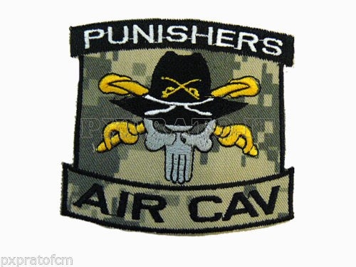 Punishers AIR CAV Patch SoftAir Toppa Militare Soft Air Ricamata con Velcro