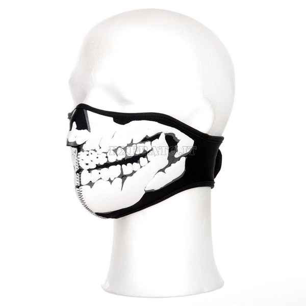 Maschera in Neoprene Teschio Skull 3D Nero Militare Protezione Viso Antifreddo a Strappo 101 INC per Moto Biker SoftAir 