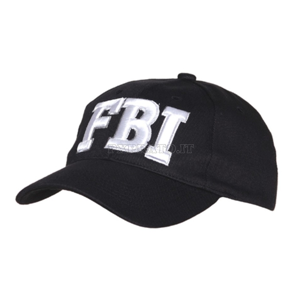 Berretto Cappello Militare Uomo Americano USA FBI Federal Bureau of Investigation Nero con Visiera Ricamato in Cotone 