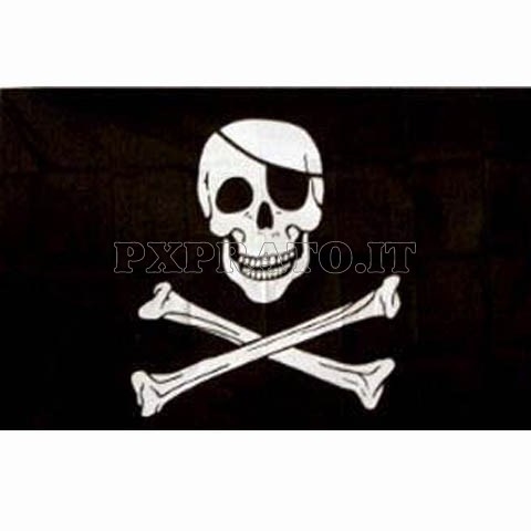 Bandiera Pirata Jolly Roger Nera Teschio Skull 