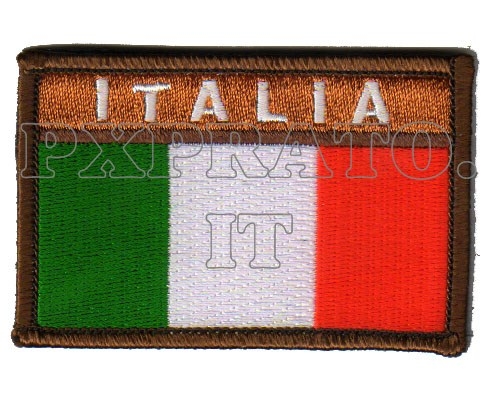 Patch Militare Bandiera Italiana Rettangolare Toppa SoftAir Kaky Desert Ricamata con Velcro