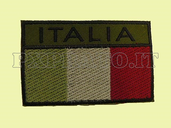 Patch Militare Bandiera ITALIA Verde Bassa Visibilità Toppa Ricamata Rettangolare con Velcro