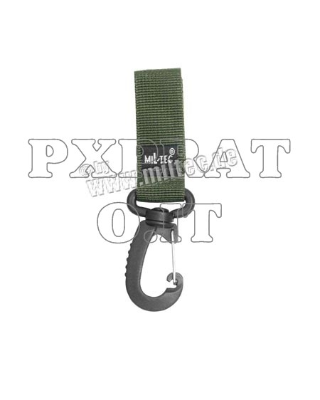 Gancio Militare Moschettone Portachiave Verde con Nastrino 5 cm MIL-TEC 