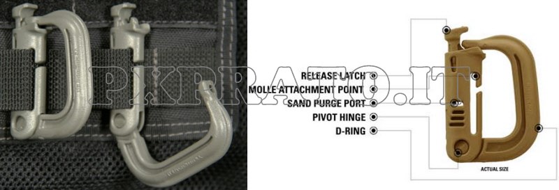 Moschettone Tattico A Rilascio Rapido Con Attacco MOLLE, Porta Chiavi Esterno, In Nylon, 20x16 Cm, Nero