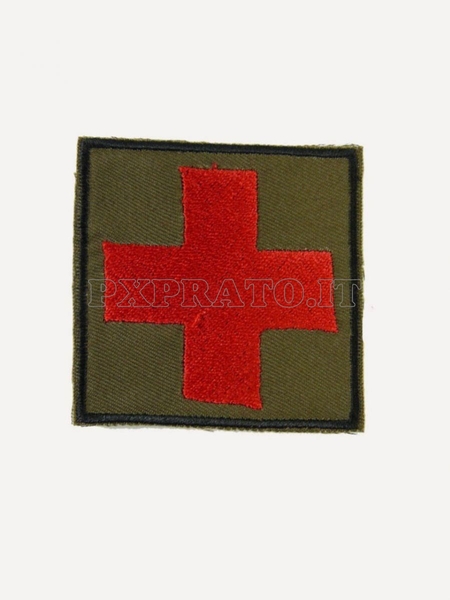 Patch Croce Rossa Esercito Italiano EI Militare Toppa Soccorso Medica Ricamo Verde Quadrato 