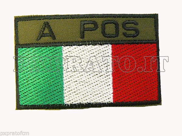 Patch Personalizzata Toppa Militare Bandiera Italia + Gruppo Sanguigno Ricamata con Velcro