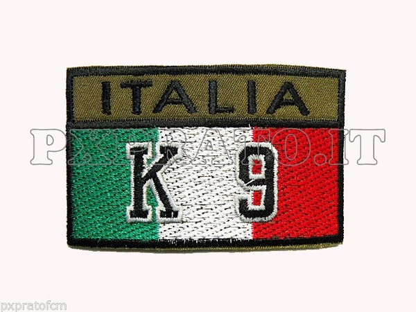 Patch Toppa Bandiera Italiana Cinofili K 9 Verde Rettangolare 