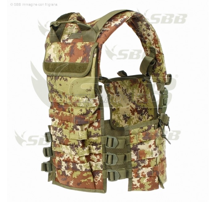 CONDOR U.S.A. Tattico Militare con 6 Tasche Portacaricatori M4 e Idrosystem  Mimetico Vegetato Esercito Italiano Gilet Modulare m.o.l.l.e. in Nylon 1000  Denari - CS Modular Chest Set SBB - PXPrato