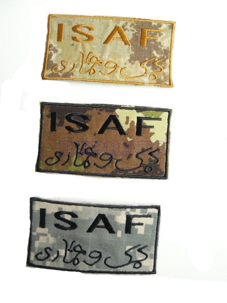 ISAF Patch Toppa Militare International Security Assistance Force Missione Di Supporto Al Governo Dell'Afghanistan 2001 Mimetica Acu Americana USA