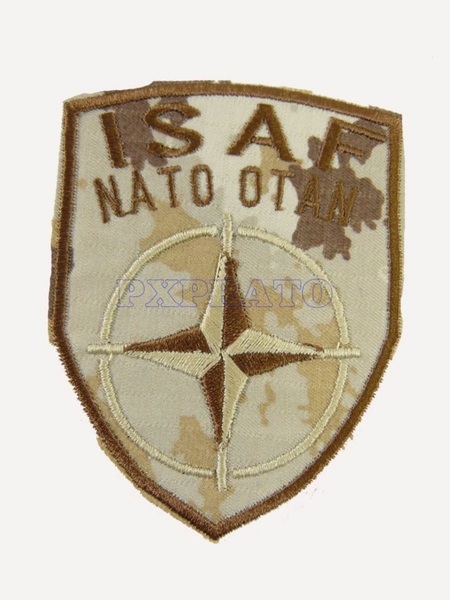 ISAF NATO OTAN Afghanistan Patch Toppa Scudetto Militare Missione Forze Armate Italiane All'Estero Mimetica Vegetata Desert Italiana