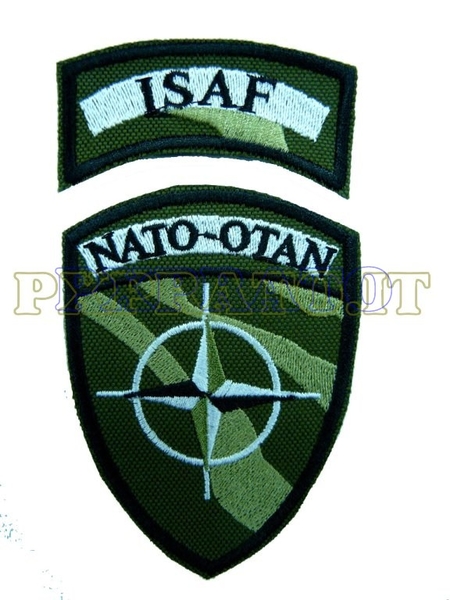 ISAF NATO-OTAN Afghanistan Patch Toppa Scudetto Militare Missione Forze Armate Italiane All'Estero Verde Velcro