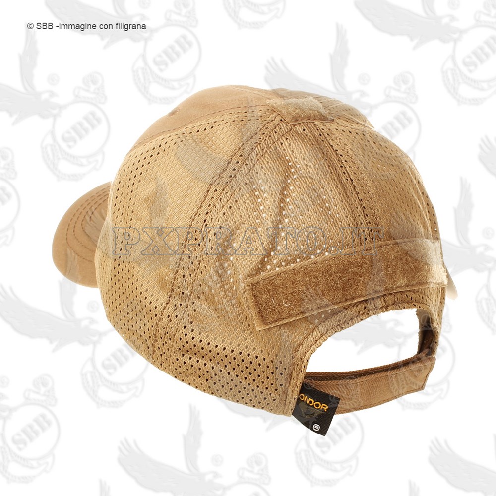 CONDOR Mesh Tactical Cap Berretto Militare Tattico Cappello SoftAir Marrone  Con Visiera Velcro Retina - PXPrato
