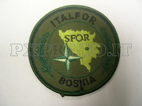 Bosnia ITALFOR SFOR Patch Toppa Militare Missione Esercito Italiano All'Estero 2000 Ricamata