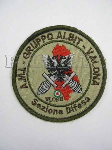 Toppa Patch Missione Militare Forze Armate Italiane All'Estero Albania 2000 A.M.I. Gruppo ALBIT Valona Sezione Difesa ricamo velcro