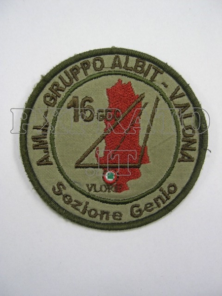 Toppa Patch Missione Militare Forze Armate Italiane All'Estero Albania 2000 A.M.I. Gruppo ALBIT Valona Sezione Genio ricamo velcro