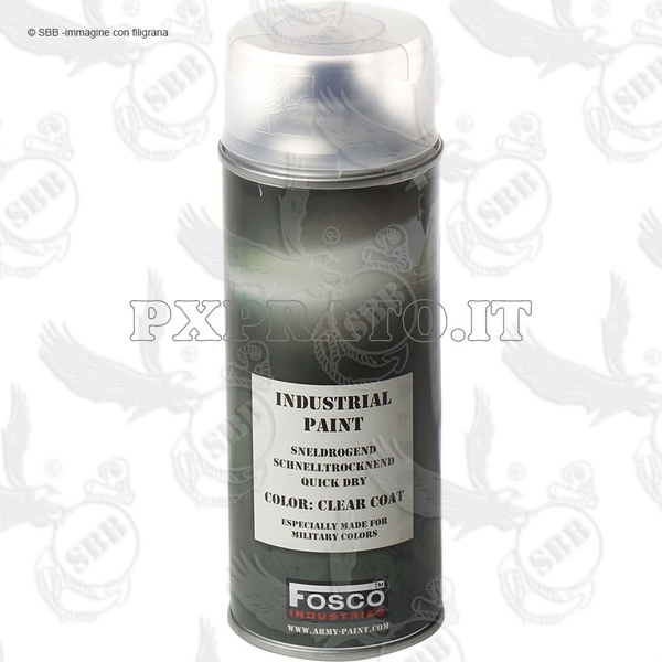 FOSCO Vernice Militare Spray Protettiva Colore Trasparente Opaco Clear Coat Army Paint Industrial Contenitore 400 ml SBB