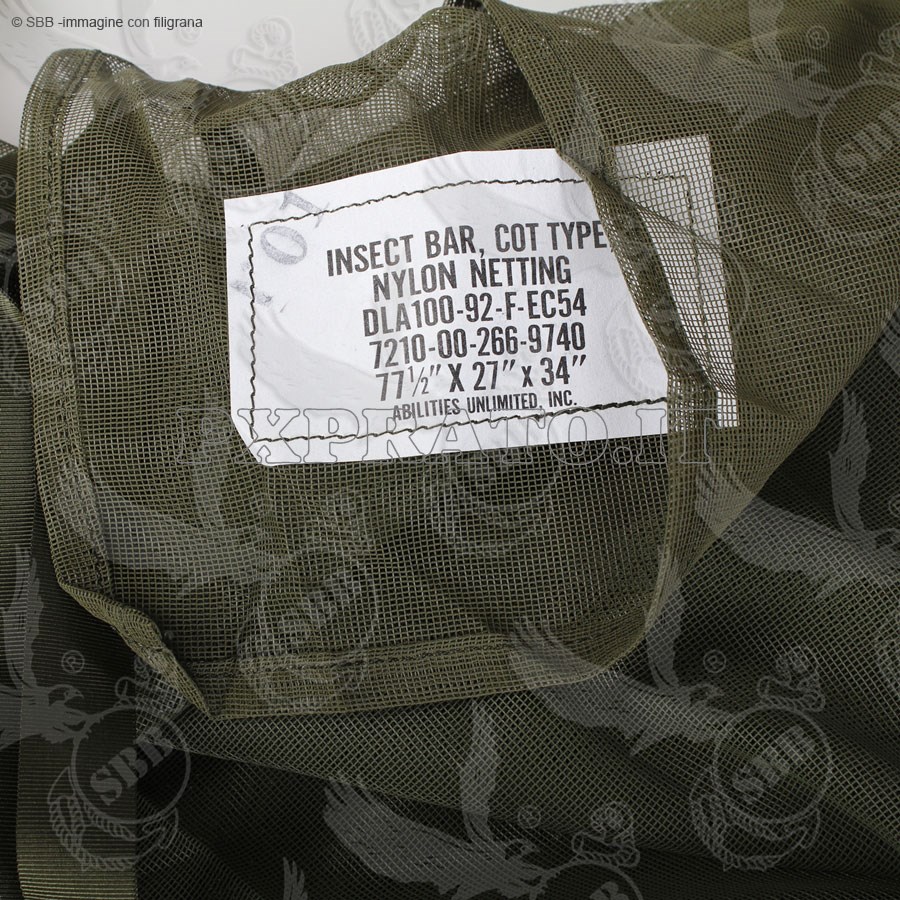 zanzariera rete u s per lettino letto branda brandina da campo camping campeggio militare anti insetti anti zanzare mosquito net verde emergenza