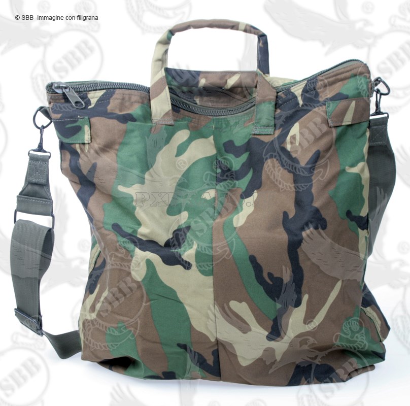 Borsa PortaCasco da Volo Pilota Militare Mimetica Woodland Camo con  Tracolla e Moschettone Portachiavi Sacca PortaElmetto SBB - PXPrato