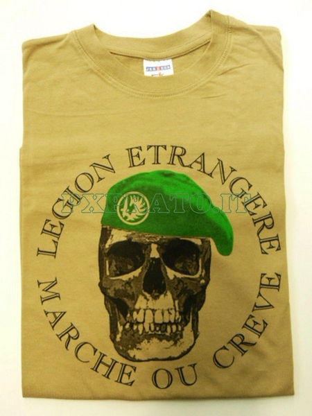 Maglietta Militare Legion Etrangere T-shirt Legione Straniera Francese Marche Ou Creve Sabbia 