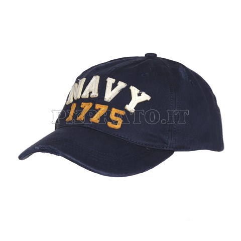 Cappello Da Baseball Militare Stone Washed Navy 1775 Vintage Marina USA Fostex - Foto 2