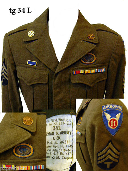 WWII Ike Jacket 11 Airborne Division tg 34 R