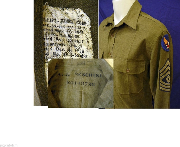 Shirt Flannel OD First Sergeant ( Meschini) WWII Original