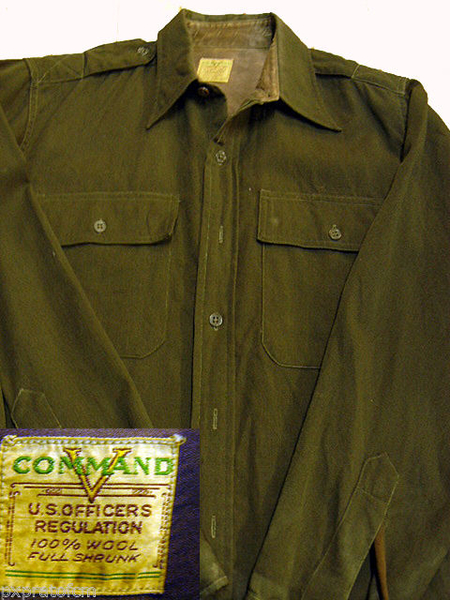 Shirt Wool Elastique Dark Officer's Us Army Air Force WWII Original