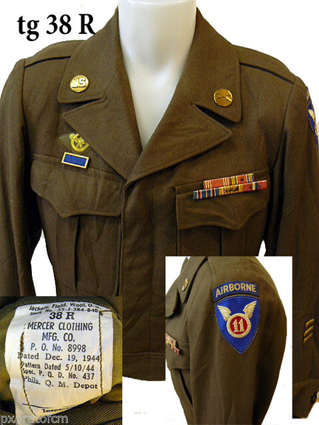 WWII Ike Jacket 11 Airborne tg 38 R