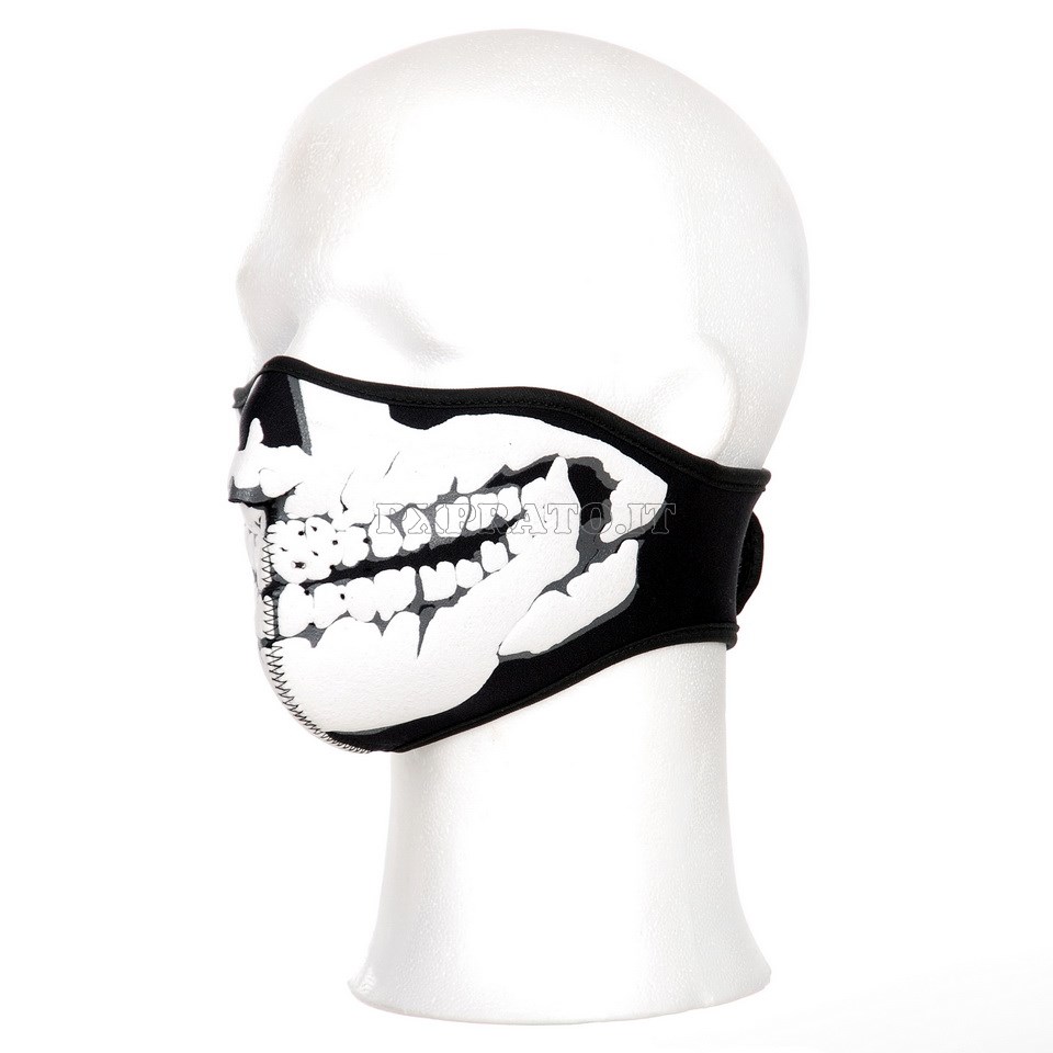 Maschera in Neoprene Teschio Skull 3D Nero Militare Protezione