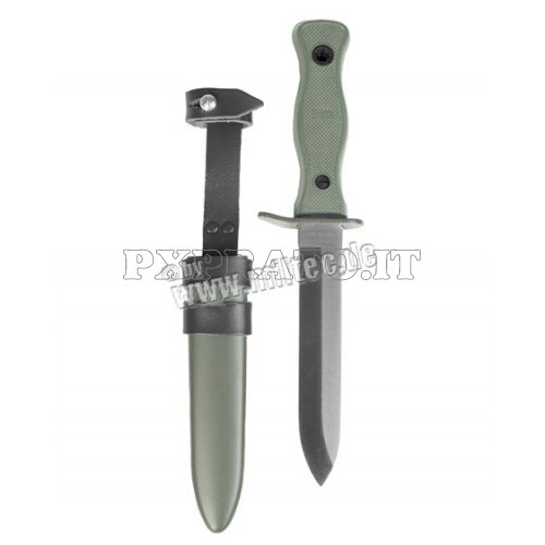 MIL-TEC Coltello Militare Lama Fissa con Fodero in Metallo e Pelle German Genuine Combat Knife