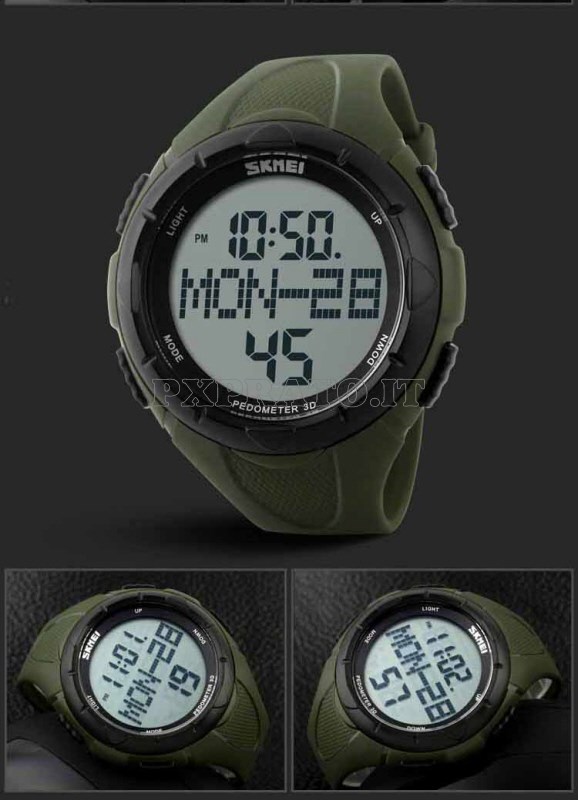 Orologio Militare Impermeabile 50 Metri con Pedometro Verde SKMEI - PXPrato