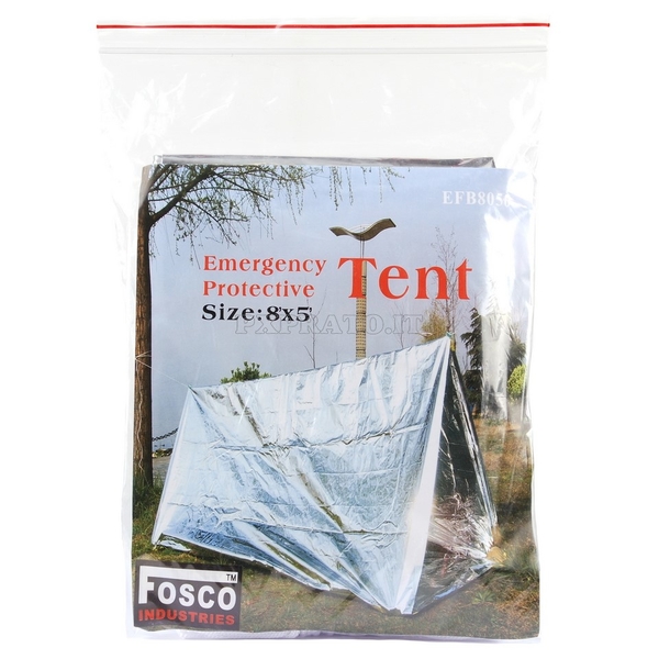 Tenda d'Emergenza Sopravvivenza di Salvataggio Survival Isotermica Alluminio Argento Militare Trekking Isolante Infortunio Pronto Soccorso FOSCO 