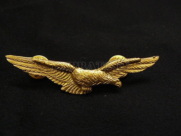 Brevetto Pilota Civile Aviatore dell'Aeronautica l'Aquila Distintivo Spilla in Metallo Dorato da Giacca