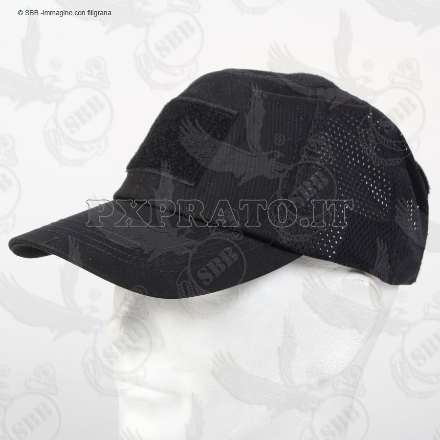 Cappello Militare Nero con Visiera in Cotone TAGLIA UNICA Regolabile 