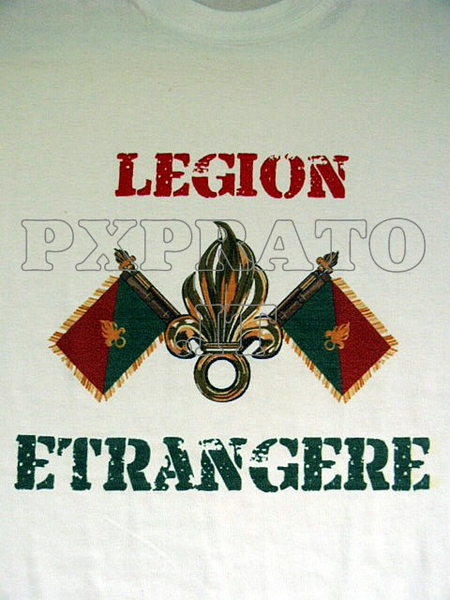 T-shirt Militare Legione Straniera Legion Etrangere con Bandiere